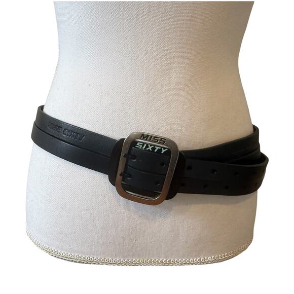 Miss Sixty Y2K Belt Double Prong Leather Statement Belt Black main image 8